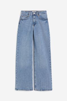 5-pocket jeans in washed cotton denim. High waist  zip fly and button and straight  wide legs. Adrette Outfits, Cheap Jeans, Cute Jeans, Christmas 2023, Cute Everyday Outfits, Outfit Inspo Fall, Casual Style Outfits, Maternity Wear, Light Denim