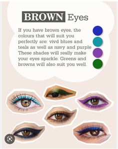 Brown Eye Makeup Colors, Deep Winter Makeup, Eyeliner Brown Eyes, Purple Eyeliner, Eyeliner Color, Eyeliner Black, Makeup Artist Tips, Brown Eyeliner, Face Makeup Tips