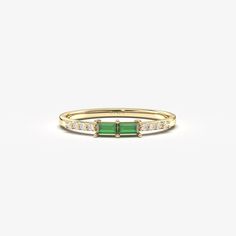 💎Elevate your jewelry collection with our exquisite 14K Gold Emerald Diamond Ring. This stunning piece features brilliant baguette emeralds perfect for stacking. A sparkling choice for May birthday or anniversary celebrations. Stack up style and sophistication with our Stackable Baguette Emerald Ring. Crafted from premium 14K gold, this multi-stone stacking ring is the perfect gift for those born in May or celebrating a special anniversary. 💎We can make our product on the list in the colored s Elegant Emerald Ring With Baguette Diamonds For Gift, Modern Baguette Cut Birthstone Ring For Anniversary, Baguette Fine Jewelry Ring For Anniversary, Elegant Baguette Cut Emerald Birthstone Ring, Fine Jewelry Anniversary Baguette Ring, Fine Jewelry Baguette Ring For Anniversary, May Birthstone Baguette Cut Diamond Rings, Gift Emerald Ring With Baguette Diamonds, Modern Baguette Rings Suitable For Gifts