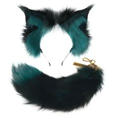 two pieces of fur with scissors attached to the tail and one piece of metal on each side