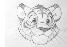 a pencil drawing of a tiger's face