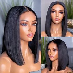 Lace Closure Bob, Straight Bob Wig, Brazilian Straight Human Hair, Shine Hair, Braided Hairstyles For Black Women Cornrows, Wig Material, Straight Bob, Straight Lace Front Wigs, Hair Shine