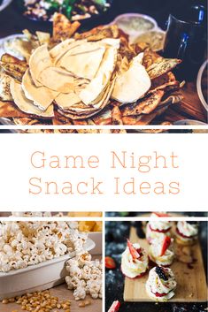 game night snack ideas including popcorn, crackers and salads are great for parties