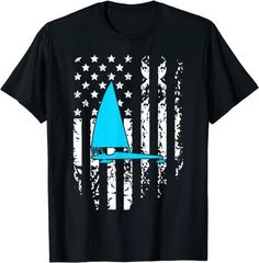 Ice Sailing Captain American Flag Patriotic T-Shirt Sailboat Drawing, Sailing Party, Boat Silhouette, Sailing Decor