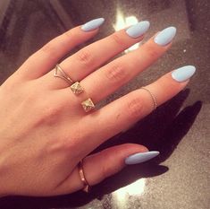 Love this color! Blue Nail, Pastel Nails, Acrylic Nail Art, Short Hairstyle, Nailed It, Nail Shapes, Stiletto Nails