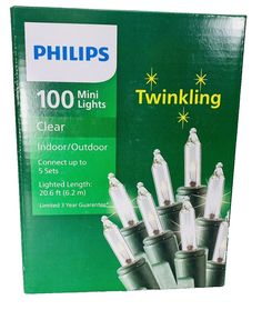 Twinkling Philips Clear Mini Light String 100 Count Incandescent Christmas Incandescent Christmas Lights, Mini String Lights, Bulb String Lights, Mini Light, Light String, Twinkle Lights, Christmas Deco, Picture Light, Holiday Decor Christmas