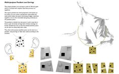 an advertisement for earring made out of yellow and black squares, with the words'multi - purpose power on earring '