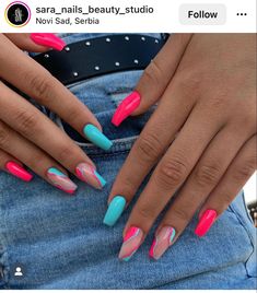 Summer Nails 2023, Neon Acrylic Nails, Nails Dark, Nails Dip, Simple Acrylic Nails, Nails 2023, Acrylic Nails Coffin Short, Summer Acrylic Nails