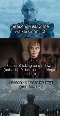 game of thrones meme with the caption that reads, season 7 & 8 white walkers conflict