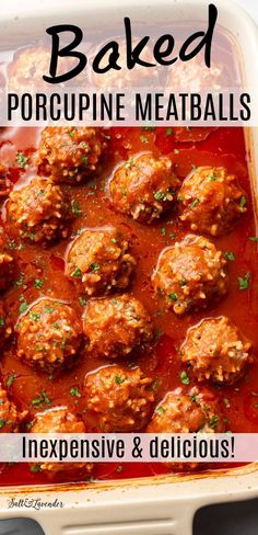 baked meatballs with marinara sauce in a casserole dish