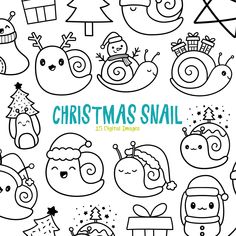 christmas snail coloring pages for kids to print out and color with their own pictures on the page