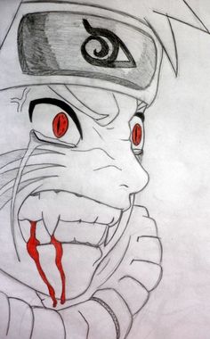 a drawing of a cartoon character with red eyes