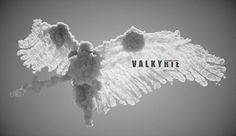 an artistic photo with the words valkyrite written on it in black and white