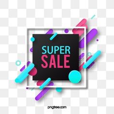 a black and pink sale sign with geometric shapes on it, that says super sale