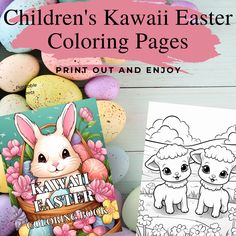 children's kawaii easter coloring pages print out and enjoy with the kids