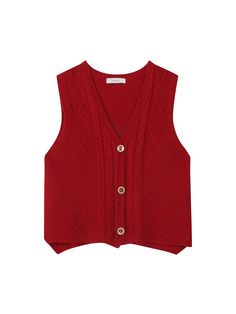 Composition : Shell: 30% Acrylic, 70% PolyesterColor : RE (Red), IV (beige)Country of Origin : China Red Sweater Vest, Button Vest, Red Sweater, Red Sweaters, Well Dressed, Sweater Vest, Oversized Fits, Casual Fashion, Autumn Fashion