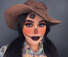 Scarecrow Makeup Ideas, Nem Halloween Makeup, Scarecrow Halloween Makeup, Make Up Guide, Makeup Ideas For Halloween, Halloween Makeup Clown, Scarecrow Makeup, Halloweenský Makeup, Halloween Make-up Looks