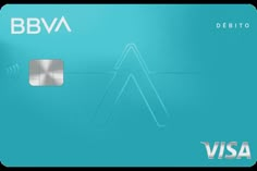 a blue credit card with the word bbva on it's front and bottom corner