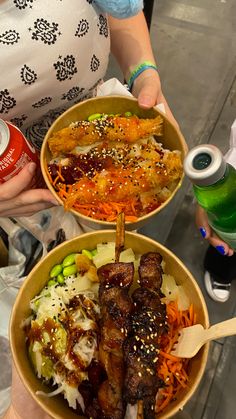 two bowls filled with different types of food