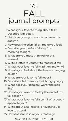 fall journal prompts Fall Journal Prompts, Bullet Journal Reflection, Fall Journal, Journal Challenge, Memoir Writing, Personal Writing, Writing Therapy, Routine Planner, Writing Challenge