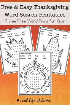 three free thanksgiving word search printables for kids