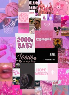 a collage of pink and purple images with the words jesus is my king on them