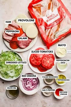 the ingredients for this salad include tomatoes, lettuce, red onions, and mayonnaise