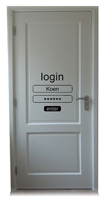 an open door with the words login and enter written on it's side