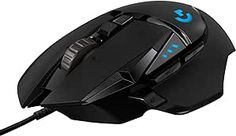 a black mouse with blue lights on it