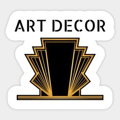 art decor sticker with the words art decor in black and gold on it