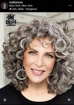 20 CURLY HAIRSTYLES FOR WOMEN OVER 50 - valemoods Grey Hair Over 50, Natural Curly Hair Cuts, Curly Hair Photos, Short Curly Haircuts, Medium Curly Hair Styles, Gray Hair Highlights