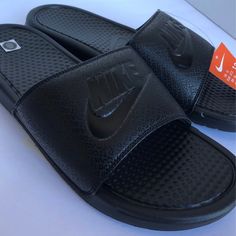 Nike Benassi “Just Do It” Black/Black-Black. Size 13 Men’s. New With Tags Condition. 10/10 New Condition Message Me For Any Inquiries/Offers Fast Shipping. Check My Other Listings. Have A Nice Day And Stay Safe Nike Benassi Slides, Nike Air Uptempo, Nike Slippers, Nike Air Max Mens, Nike Sandals, Nike Benassi, Blue Flip Flops, Nike Slides, Athletic Sandals