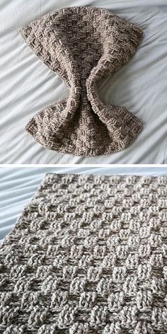 there is a crocheted blanket on top of a bed and the bottom has been made