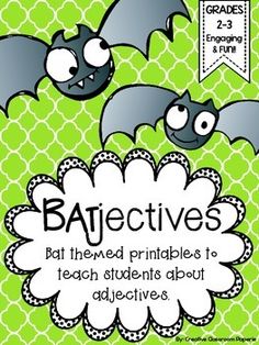 bats themed printables to teach students about adjucements