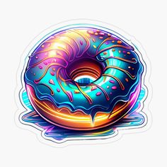 a colorful donut sticker with sprinkles on the top and bottom