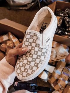 Louis Vuitton Vans, Diy Vans Shoes, Sneakers That Go With Everything, Womens Fall Shoes, Women’s Shoes, Tan Vans, Brown Vans, Cute Vans, Custom Painted Shoes