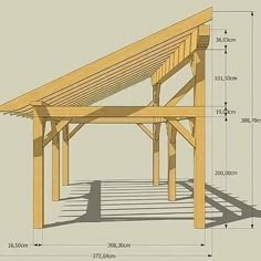 an image of a wooden structure with measurements