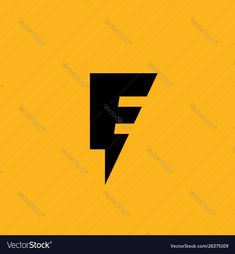 the letter f is made up of black and yellow letters on a yellow background with shadow