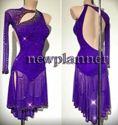 a purple ballroom dress with sequins on the back