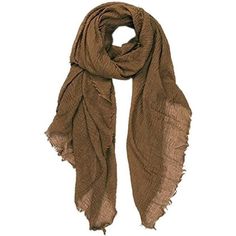 Women’s Cotton Blend Crinkle Vintage Soft Scarf Brown Imported Scarf Closure Hand Wash Only Soft And Breathable: 100% Cotton Blend Solid Scarf Is Fashioned In A Lightweight And Airy Fabric With Finished Edge. Size: 70" * 35" Over-Sized Enough To Be Worn As A Shawl Or Used As A Picnic Blanket During All Activities. Elegant Design: These Unisex Scarves Can Be Styled To Charming Look, Its Special Design Will Make You Look Unique. Aztec Print Scarf, Long Edges, Edge Scarf, Animal Print Scarf, Sheer Scarf, Soft Scarf, Scarf Material, Layered Fashion, Colorful Scarf