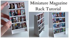 the miniature magazine rack is made out of paper and has pictures on it, as well as magazines