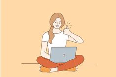 a woman is sitting on the floor with her laptop in front of her and she has one hand up to her face