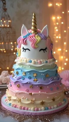 there is a cake that has a unicorn on it