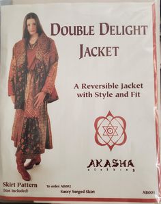 an advertisement for a women's jacket with style and fit on display in a store