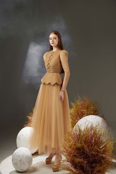 The dress easily makes every girl turn into a charming princess with a soaring design placed on a creamy beige tone. Her every movement will be more vivid than ever thanks to the gathered layers skirt. Note:*Processing time takes 5-7 working days (NOT including shipping time).**The product can be customized according to measurements (bust,waist,hip) with an extra fee of 25% of the product value. Please contact support@meanblvd.com or send us a direct message on our fanpage for further assistance Pleated Maxi Skirt Outfit, Layers Skirt, Peplum Designs, Leg Of Mutton Sleeve, Happy Clothes, Mean Blvd, Maxi Skirt Outfits, Dress Design Sketches, Pleated Maxi Skirt