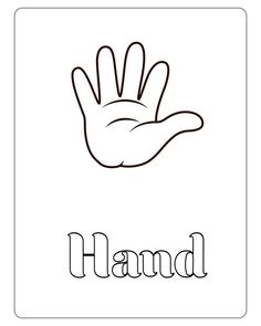 the word hand is written in black and white with an image of a hand on it