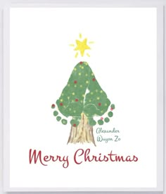 a christmas card with a tree on it