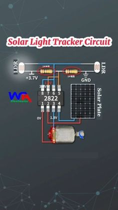 the solar light tracker circuit is shown in this graphic, it shows how to wire up and