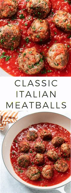 My best family meatball recipe for classic Italian-American-style meatballs, with beef, pork, fresh parsley, and garlic. Easy Italian Meatballs, Classic Italian Meatballs, Homemade Italian Meatballs, Italian Meatball, Italian Meatballs Recipe, Italian Dinner Recipes, Meatball Recipes Easy, Pork Meatballs, Meatball Recipe