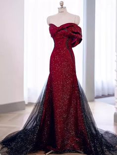 Evening Dresses Elegant Mermaid, Red Dress Fancy Gowns, Black Red Dress Gown, Black And Red Corset Dress, Red And Black Dresses Formal, Black And Red Masquerade Dress, Victorian Gothic Prom Dress, Vampire Dresses Aesthetic, Black Red Prom Dress